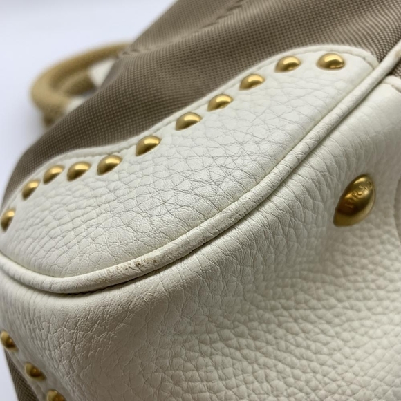Prada Doctor's Bag Handbag Jacquard Leather Beige White - Picture 5 of 10